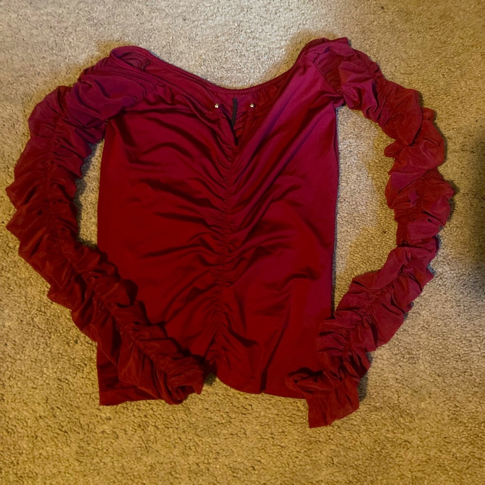 Red ruffle long sleeve